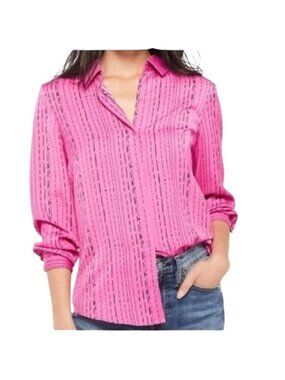 David Lerner x Evereve Shirt Medium Patterned Button Front Long Sleeve Business